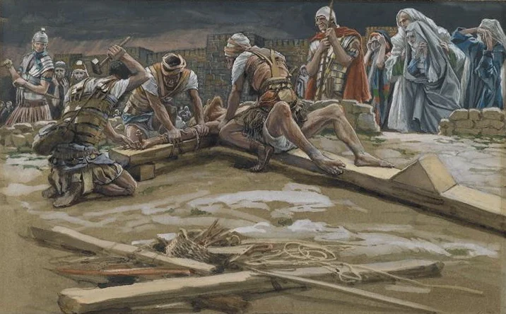 Le Premier Clou ( Yr Hoelen Gyntaf ) gan James Tissot (1836-1902)