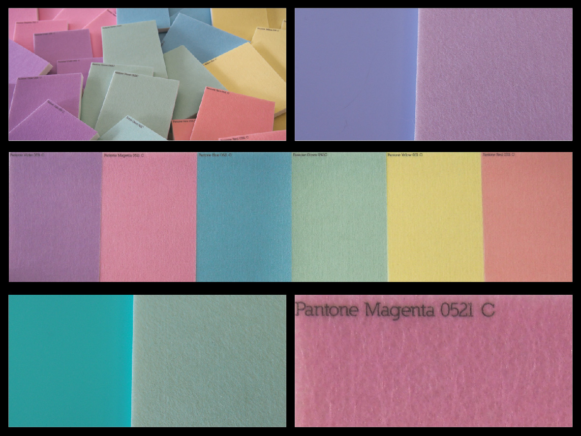 Pastel colours printed to white acoustic panels and matched to the Perspex® Pastels range!
