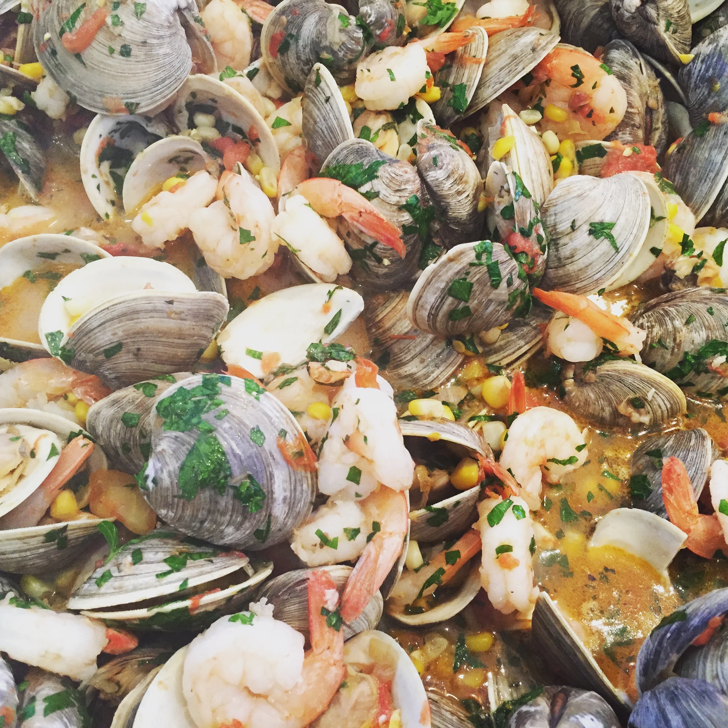 TASTE: MARC MURPHY'S NO RECIPE POT OF CLAMS, SHRIMP + CORN