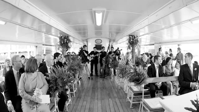 wedding guests on hong kong star ferry