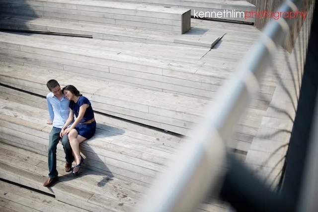 New York engagement photoshoot overhead couple sitting