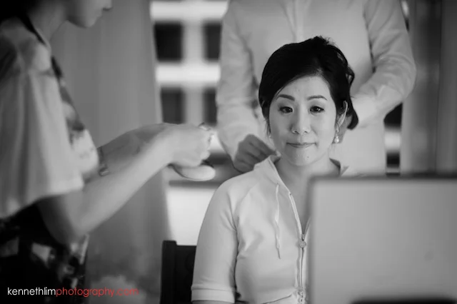Hong Kong The Peninsula wedding bride getting ready make up