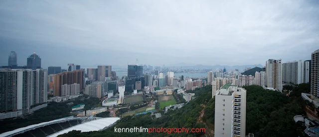 Hong Kong wedding morning preparations view from apartment
