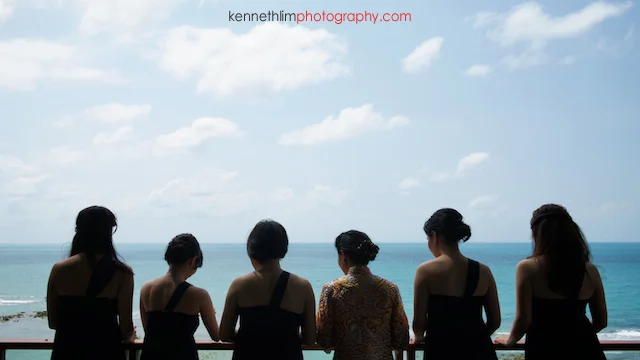 Koh Samui wedding Shasa Resort bride and bridesmaids looking out into the ocean