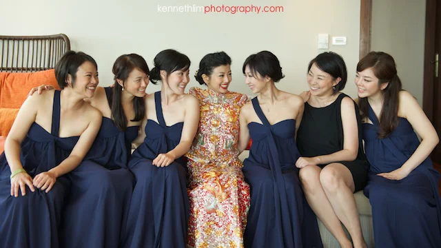 Koh Samui wedding Shasa Resort bride and bridesmaids portrait laughing together