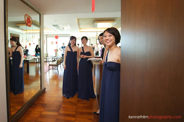 Koh Samui wedding Shasa Resort bridesmaids greeting at the door