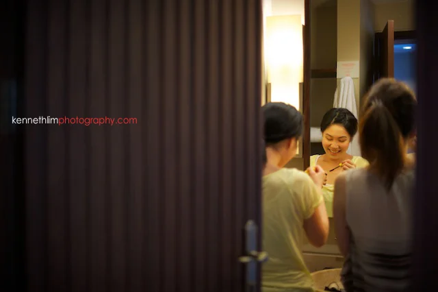 Koh Samui wedding Shasa Resort morning preparations bridesmaids getting ready in bathroom