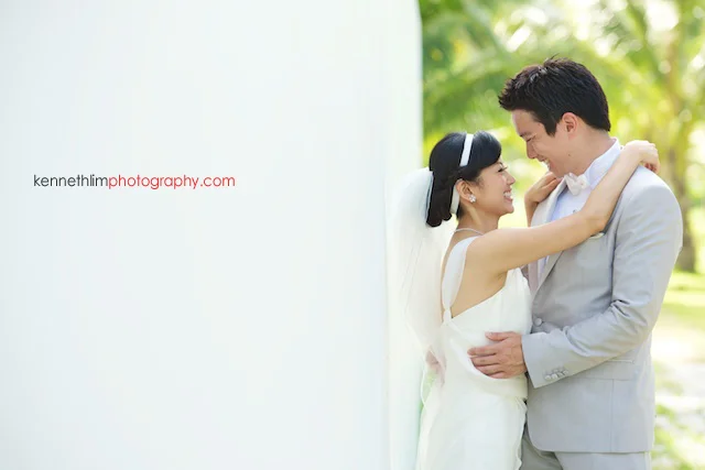 Koh Samui wedding YL Residence bride and groom portrait hugging and smiling
