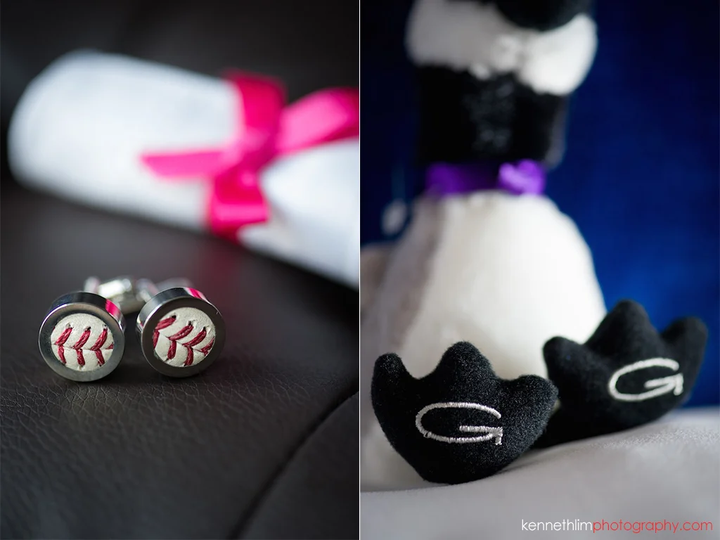 NYC Gansevoort Hotel wedding day photography groom cufflinks stuffed animal