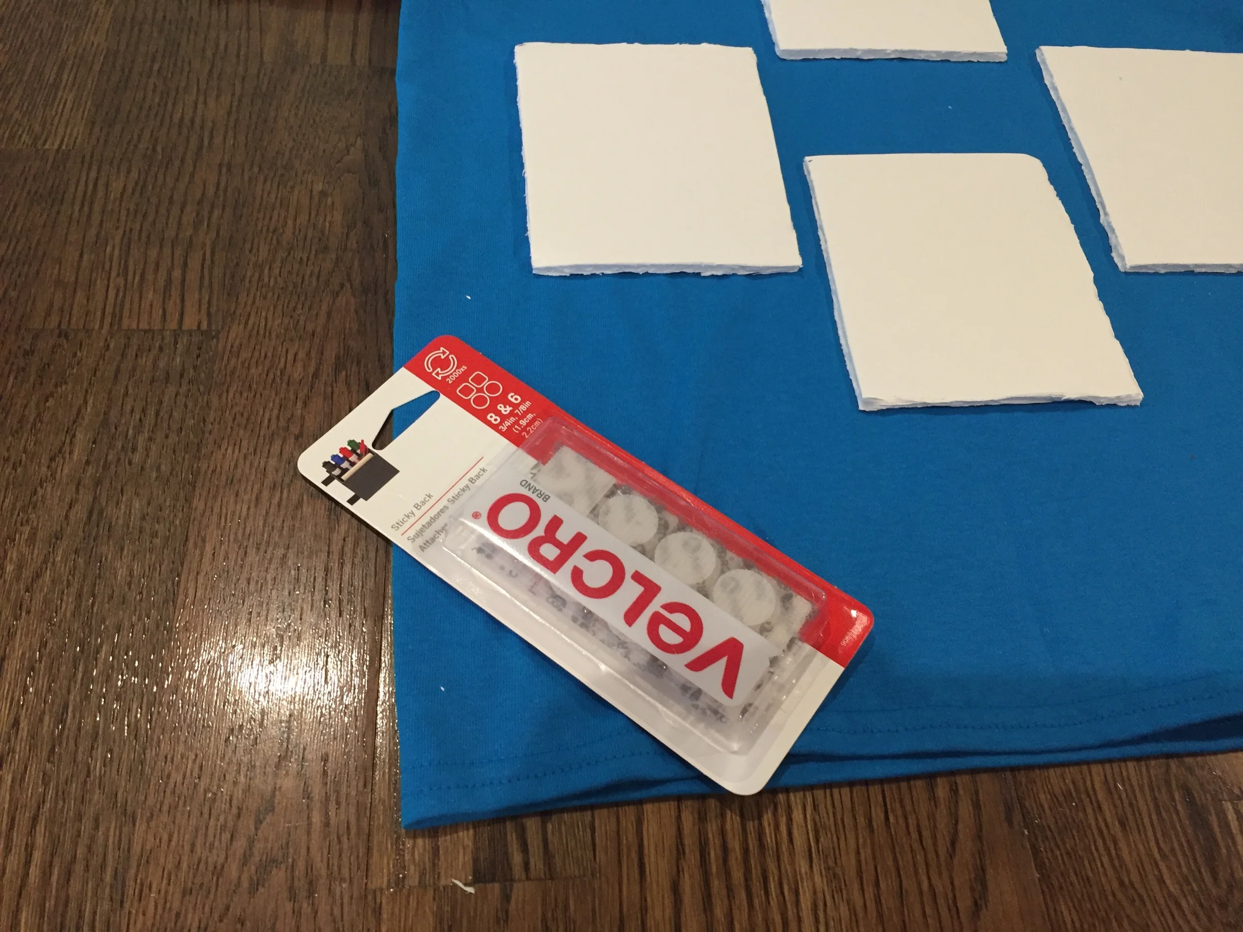 Using Velcro, attach the foam board squares to your tshirt.