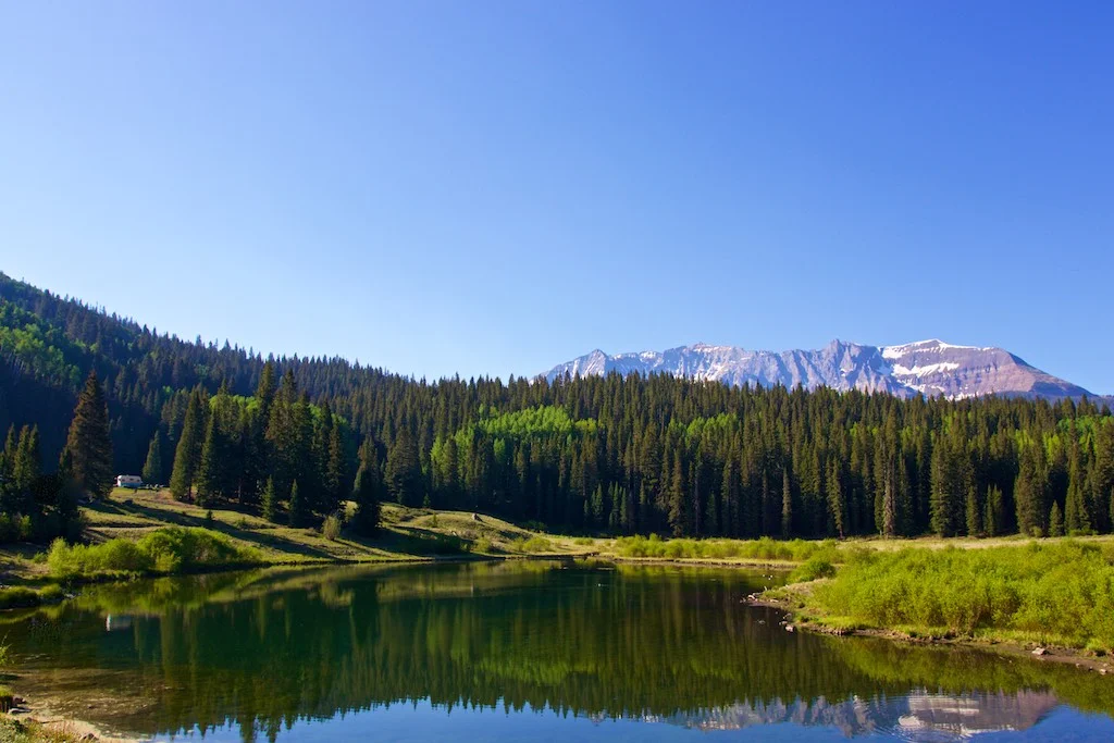 Telluride, CO: In a necessary pivot to avoid the extreme heat of Moab, we headed east and upwards in elevation to Telluride for an off-grid weekend. This little alpine lake near the San Juans was pretty much empty given some wildfires to the south of us.