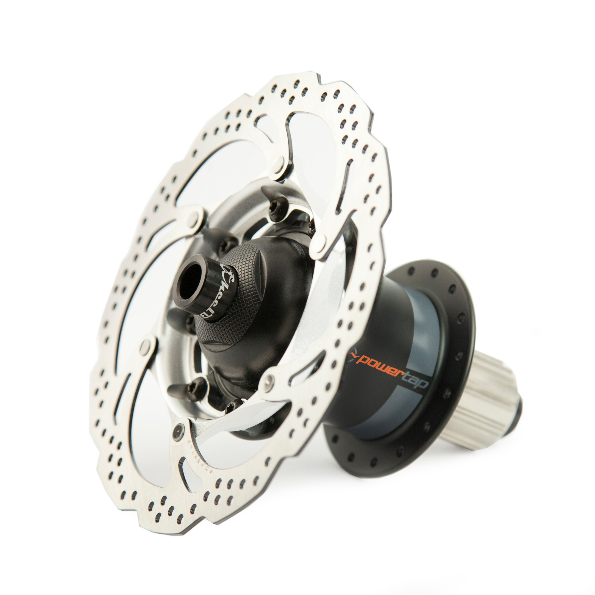  The Powertap disc friendly rear hub with a 160mm rotor included. The above model is a 142 X 12 thru axle. 