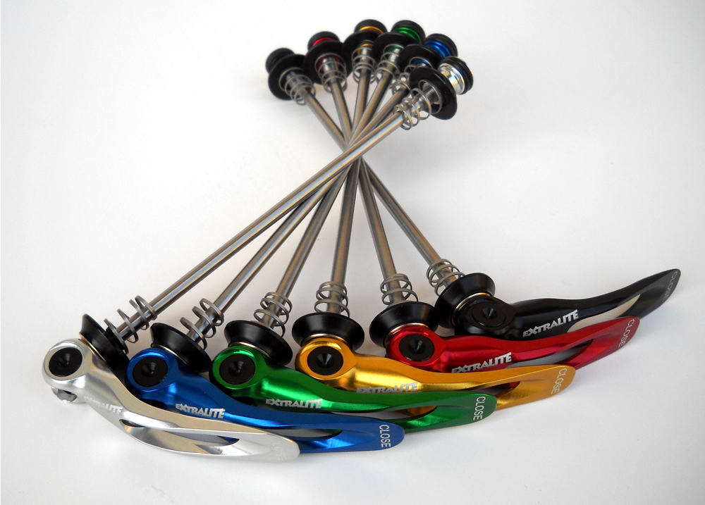  Extralite's Alien 4 QR's. A feather weight set of titanium QR skewers that tip the scales at a mere 39 grams. 