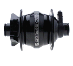 The 8X Series Dynamo with a 15 mm thru axle. Available in either polished silver or black. 32 or 36 hole spoke counts only. 