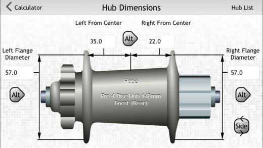  Quick Spoke already supplies you with all your hub measurements. Handy! 