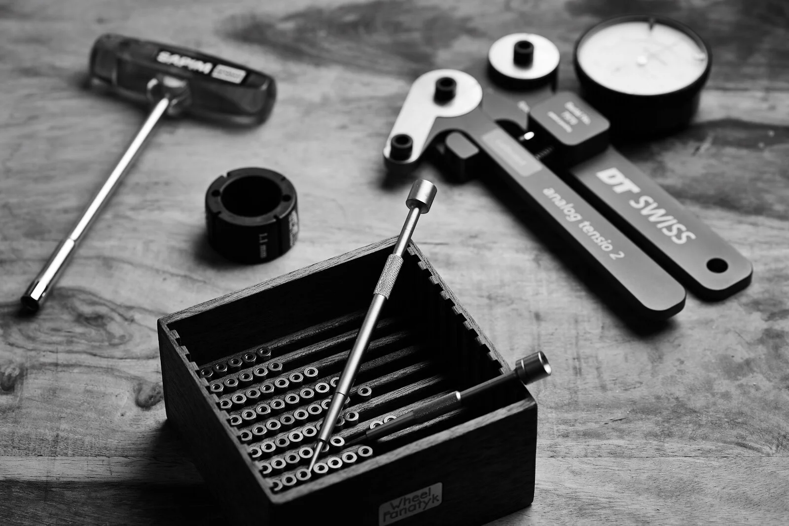 Efficient Velo Tools handy Mulfinger nipple tool. It comes in two lengths and certainly helps to speed up the lacing process! Paired with the Wheel Fanatyk nipple shuffler and you just made wheel building that much easier.
