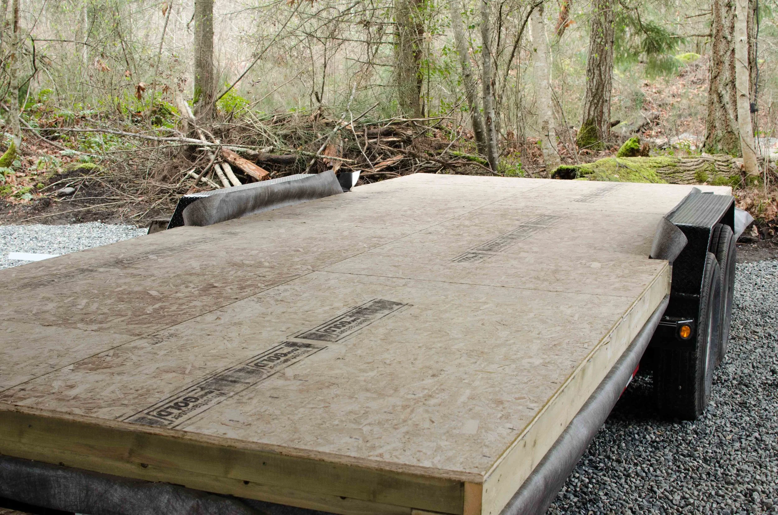 After we removed the decking, we put the floor package on, including weather proofing and pressure treated plywood for maximum water protection.