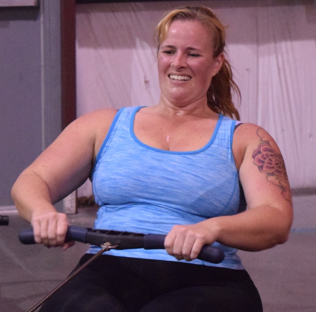 Summer enjoying her time on the rower.