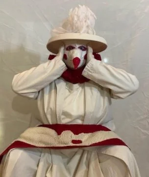 The first costume for Road of Useless Splendor was coming together - the coat, the mask, the hat and the river. Photo: Deborah Hunt