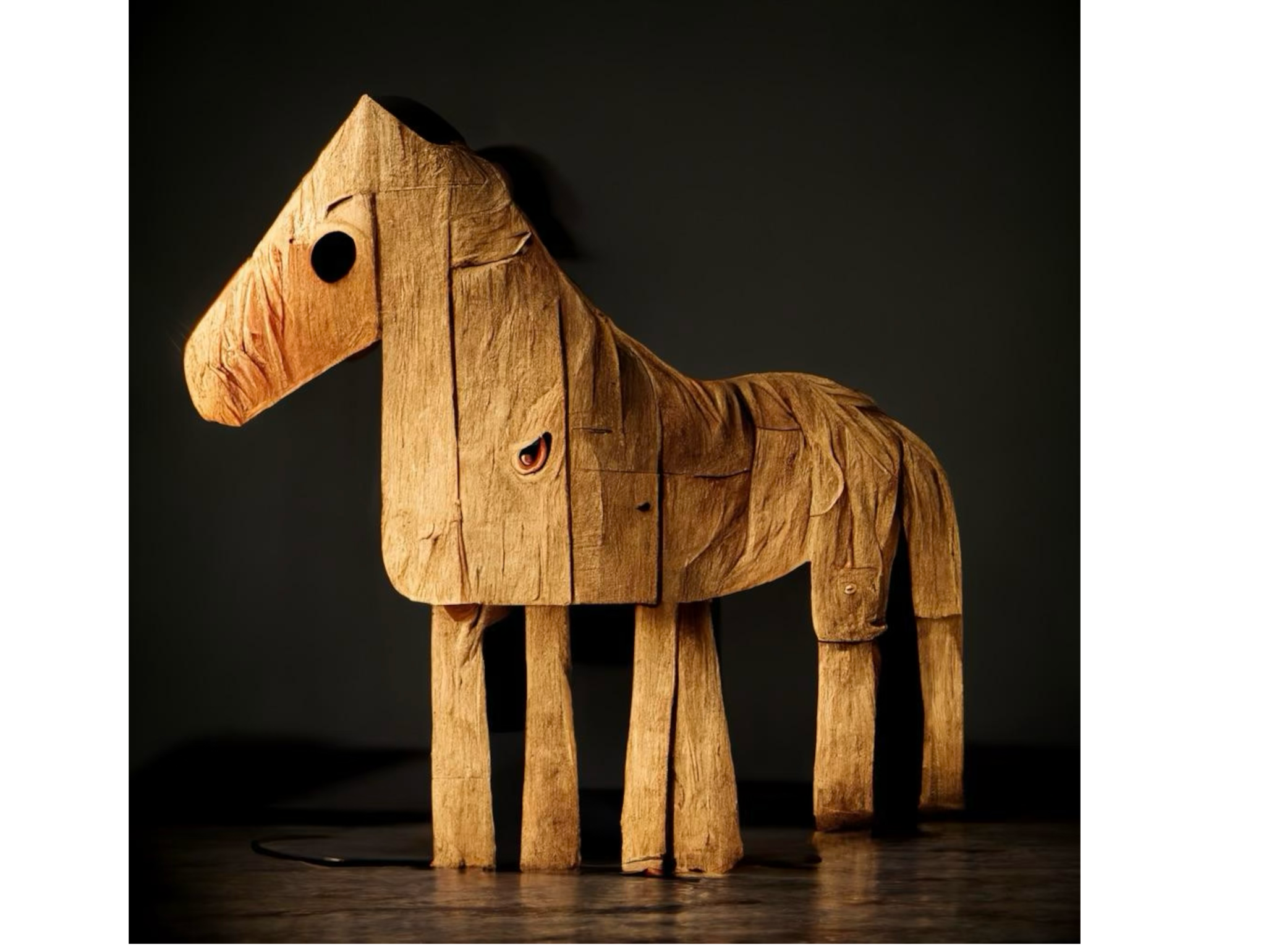 Horse image generated by Midjourney with five or six strange legs and tail/leg that became the central image for the front of the program. Imagen de un caballo generada por Midjourney con cinco o seis patas extrañas y una cola/pata que se convir