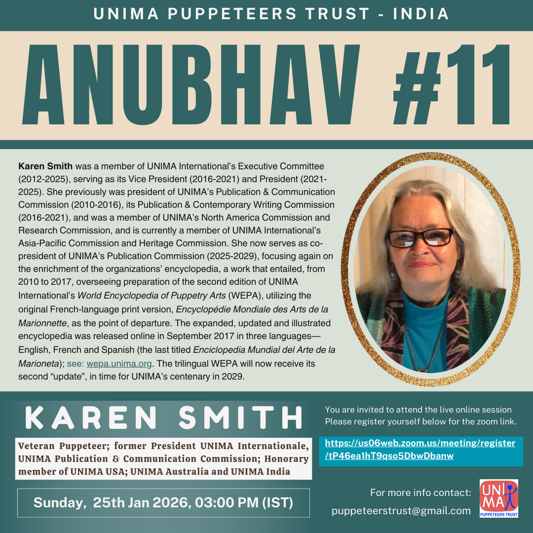 ANUBHAV #11 with Karen Smith by UNIMA Puppeteers Trust – India!