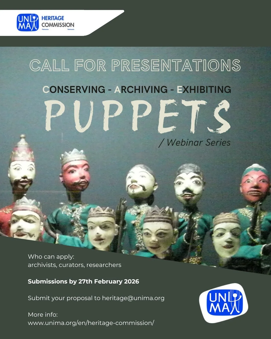 Call for Presentations: Webinar Series on Conserving, Archiving &amp; Exhibiting Puppets