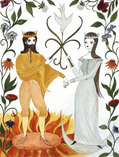 Marriage of the Red King and White Queen in Alchemy