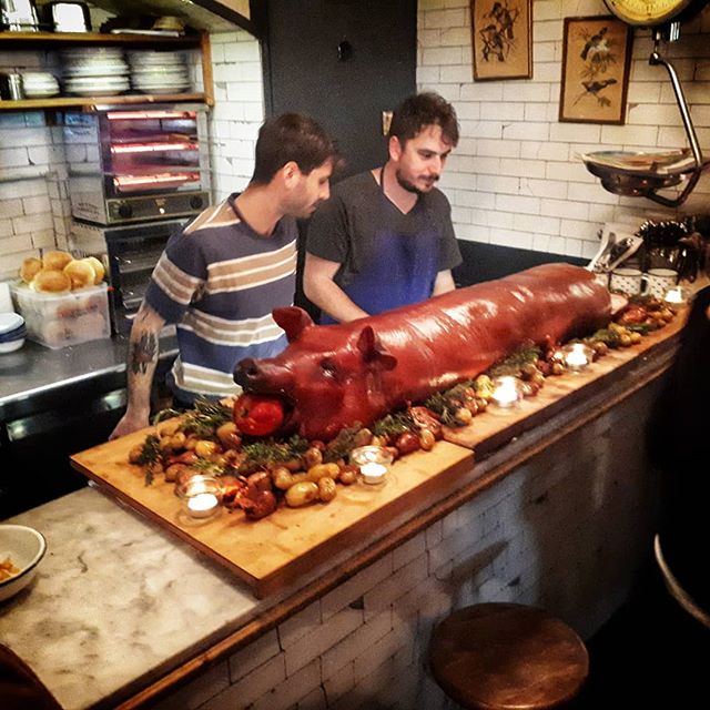 Last night at @pastramibar we helped get this smoked pig out of the way, good stuff!!
