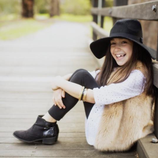 Chloe wearing Witchery Fashion hat. Follow Chloe and her mama on Instagram @growingupstylish