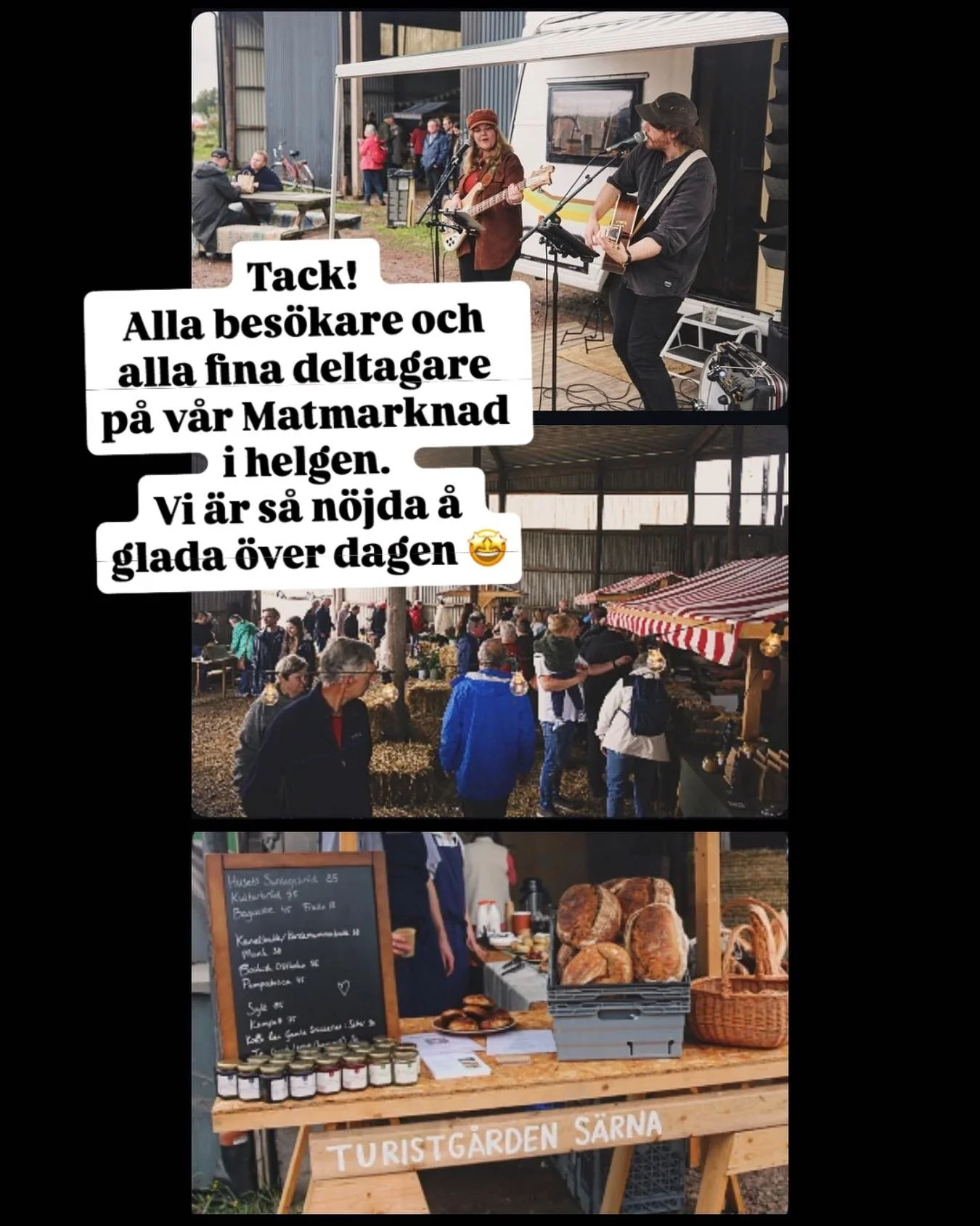 Tusen tack 🙏 
Vilken otrolig matmarknad vi hade i går!
Vi är så himla nöjda och glada att ni trotsade regnet och kom till lantbruket i Hansjö, både deltagare och besökare 🙏🤩
Att få ha livemusik på
