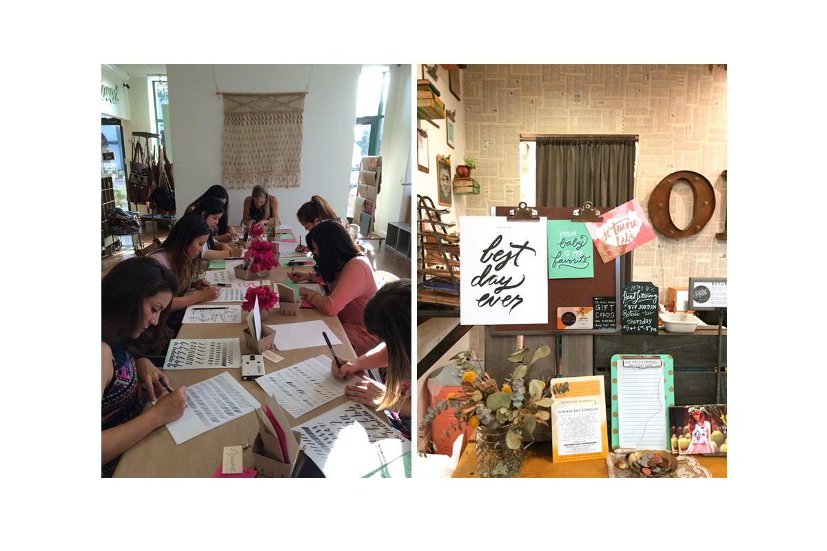 Students getting their lettering on | Fun showcase of paper goodies to encourage sign-ups