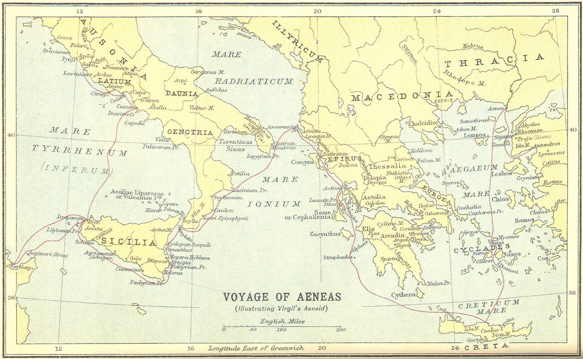 voyage of aeneas map