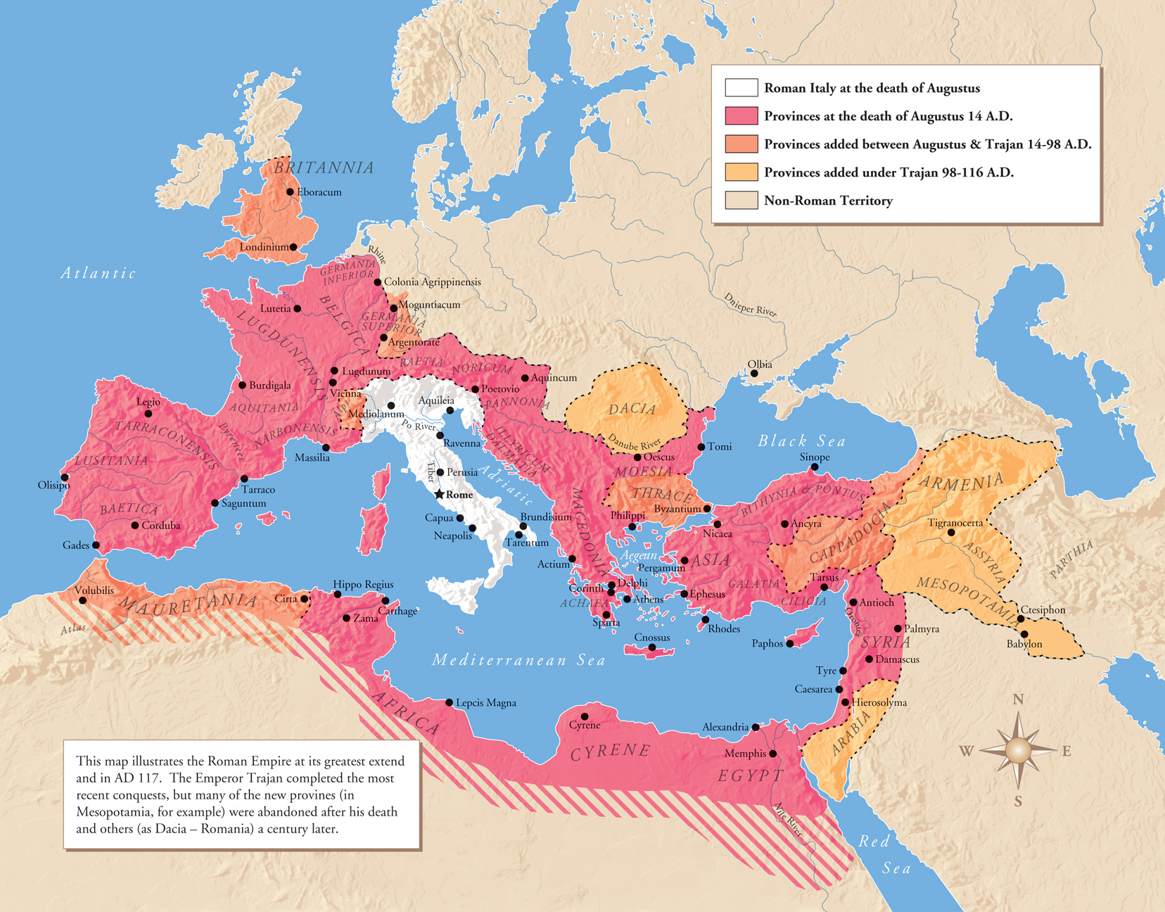 Empire Map Roman Greatest Extent Trajan 117 