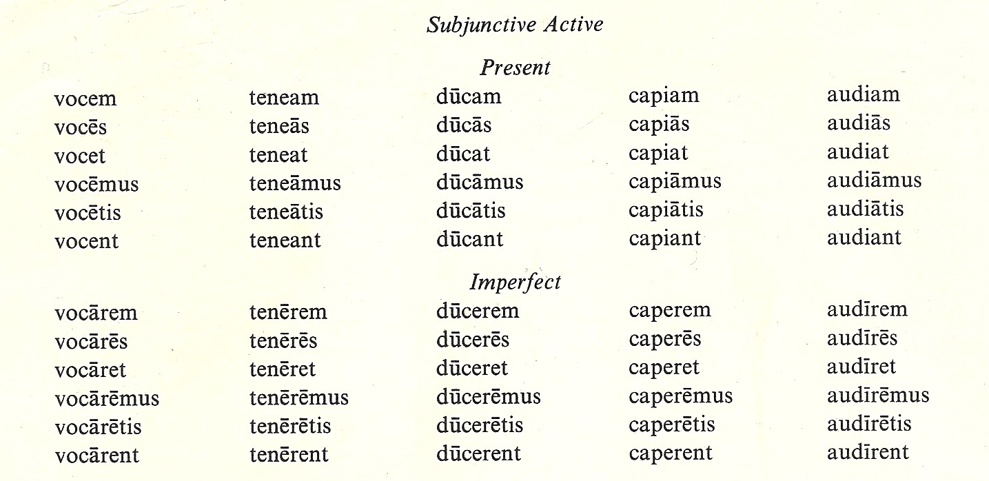 Latin Subjunctive Chart