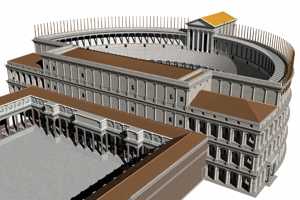 Theater of Pompeius Magnus with Temple of Venus in the Campus Martius, Rome 