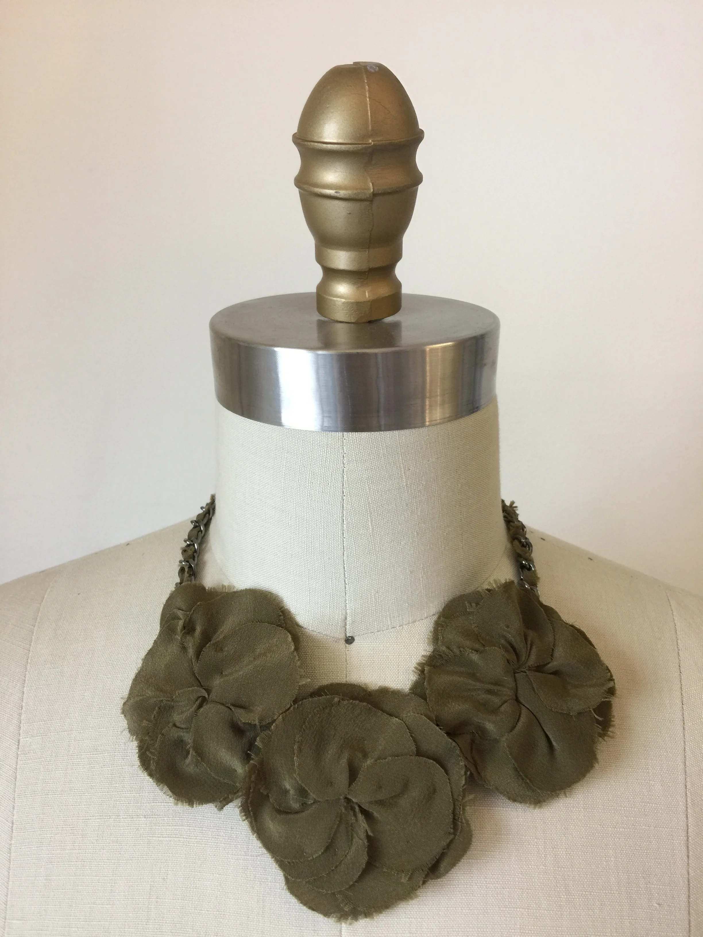 Olive Silk Flower Necklace