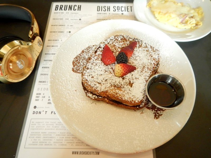 Nutella French Toast with a side of farm fresh eggs with onions and cheese