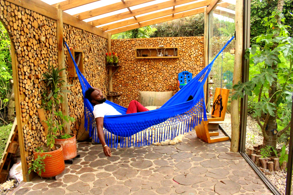 Taking a break from life on the deck at the hostel in Sopo. 