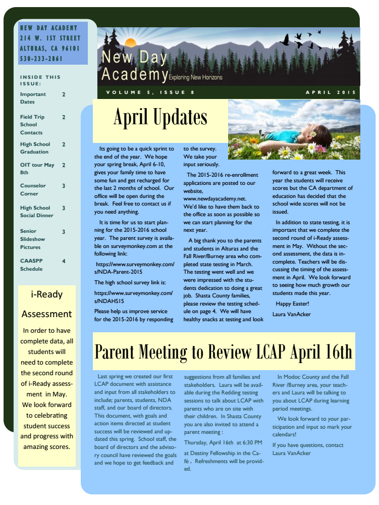 Download April 2015 Newsletter