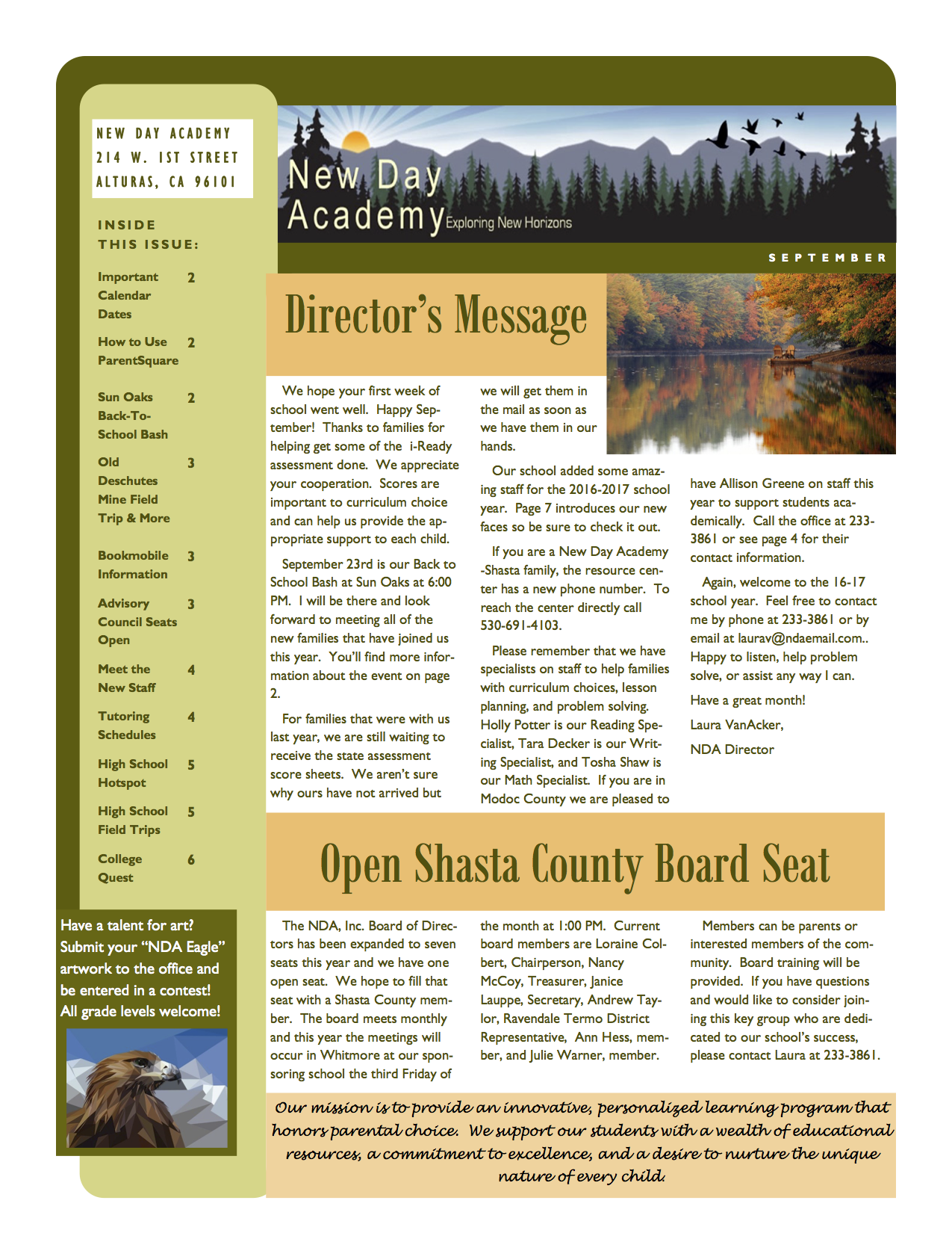 September 2016 Newsletter