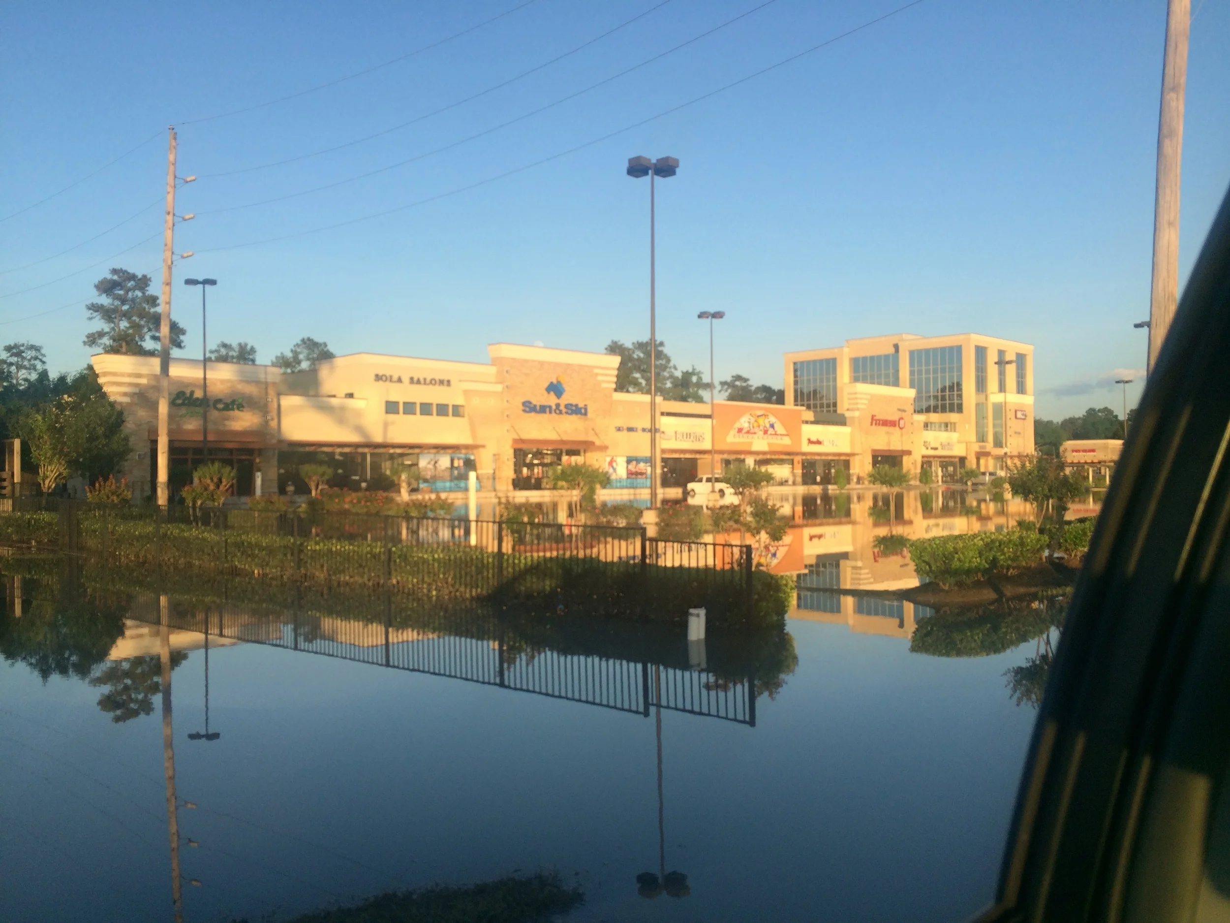 Houston Flood 2016 Affects Shopping Center at Stuebner Airline and Cypresswood