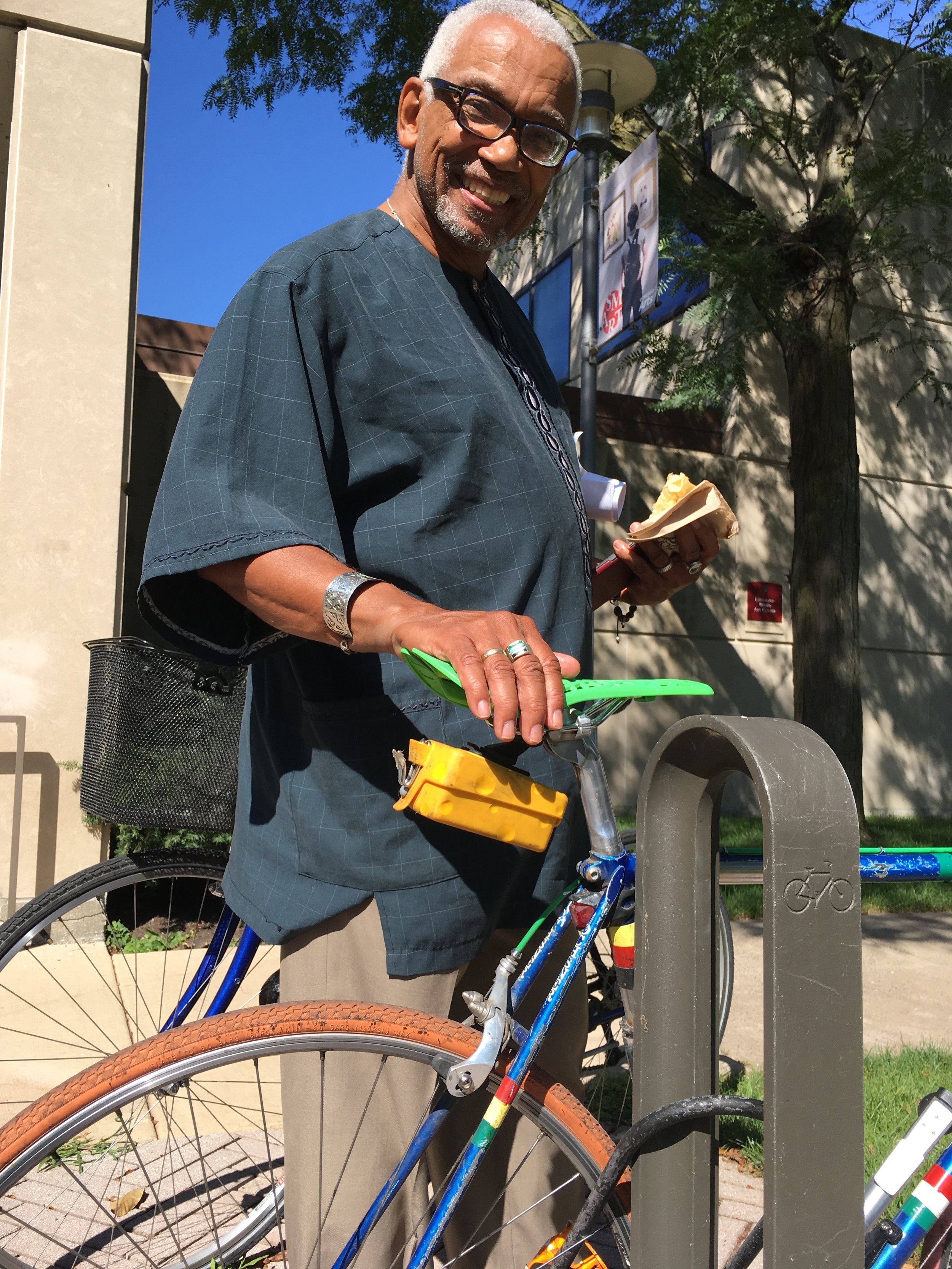 Patric McCoy with his beloved bike