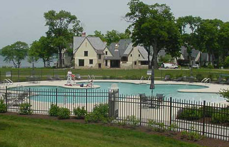 View of the pool area at South Shore Club in Lake Geneva, WI