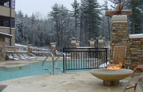 Outdoor pool in the winter time at Sundara Inn & Spa in Lake Delton, WI