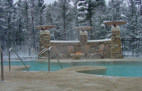 Outdoor pool in the winter time at Sundara Inn & Spa in Lake Delton, WI