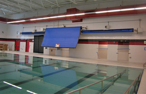 8 lane competition pool with thermal blanket cover at Sun Prairie High School in Sun Prairie, WI