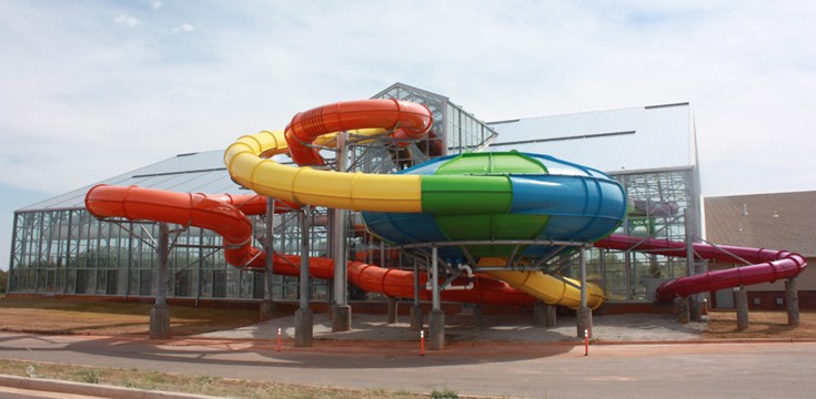 Water slides at go outside view at Water-Zoo in Clinton, OK