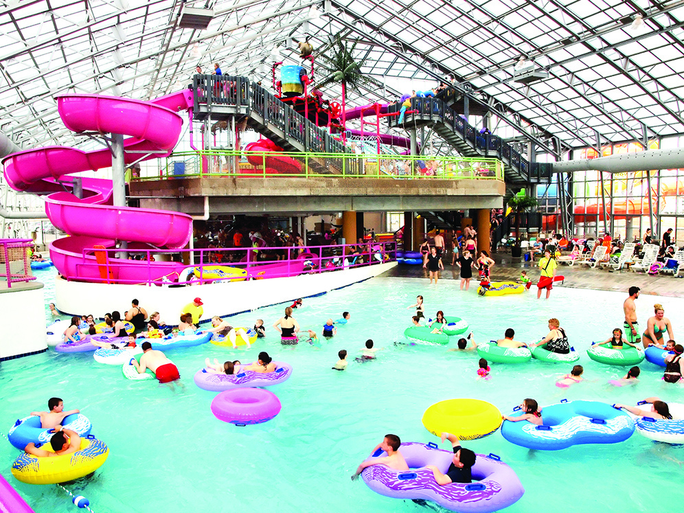 Wave pool and slides view at Water-Zoo in Clinton, OK