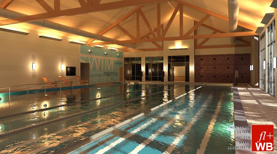 Lap pool at the Community center at Christwood in Covington, LA at night