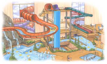 Colored drawing of a water park plan